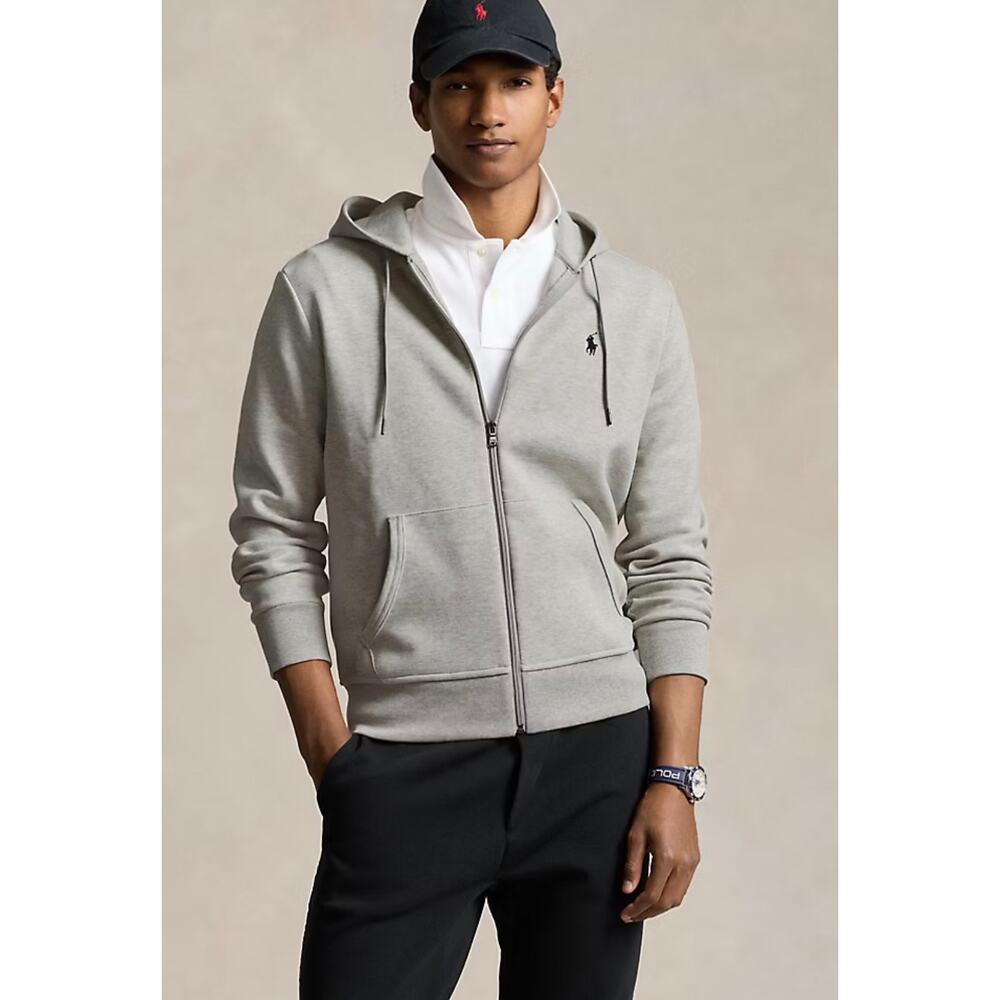 Polo Ralph Lauren Men’s Large Gray Full Zip Hoodie Pony Logo Preppy Luxury